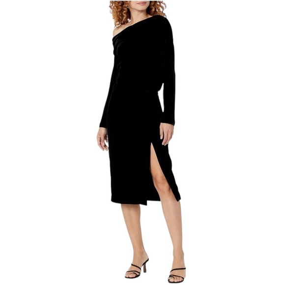 New Women’s Theory Velvet Off-The-Shoulder Dress Size 0 - Picture 1 of 10